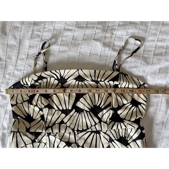 Melloday Abstract Wide Leg Jumpsuit In Bone Black & Cream Adjustable Straps M - Picture 7 of 9